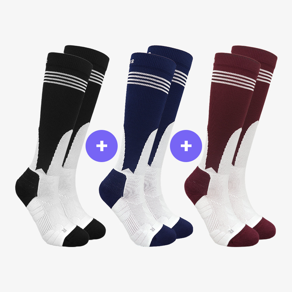 3 SET SAME COLOR BASEBALL LONG SOCKS
